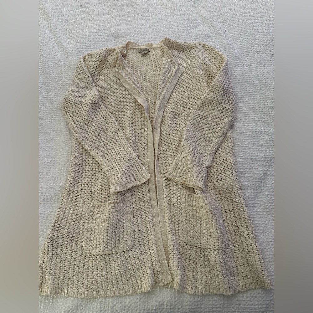 Lucky Brand Cream Open-Front Cardigan